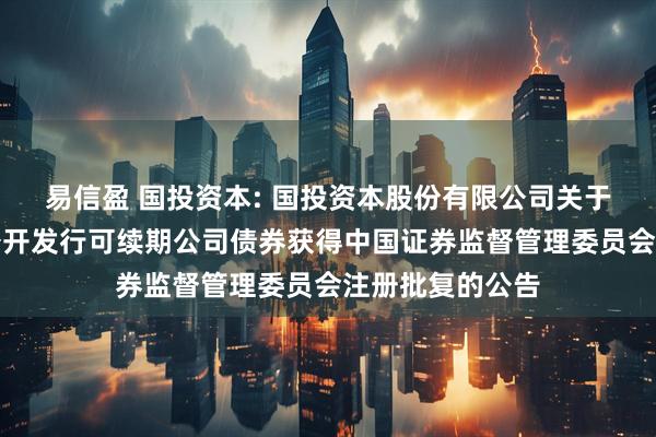 易信盈 国投资本: 国投资本股份有限公司关于向专业投资者公开发行可续期公司债券获得中国证券监督管理委员会注册批复的公告